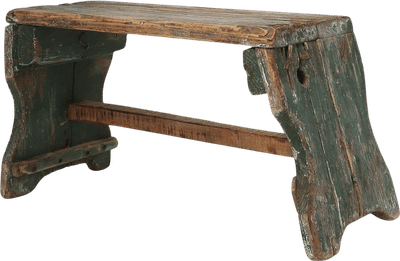 Industrial Green Wooden Stool (France, c. 1900)