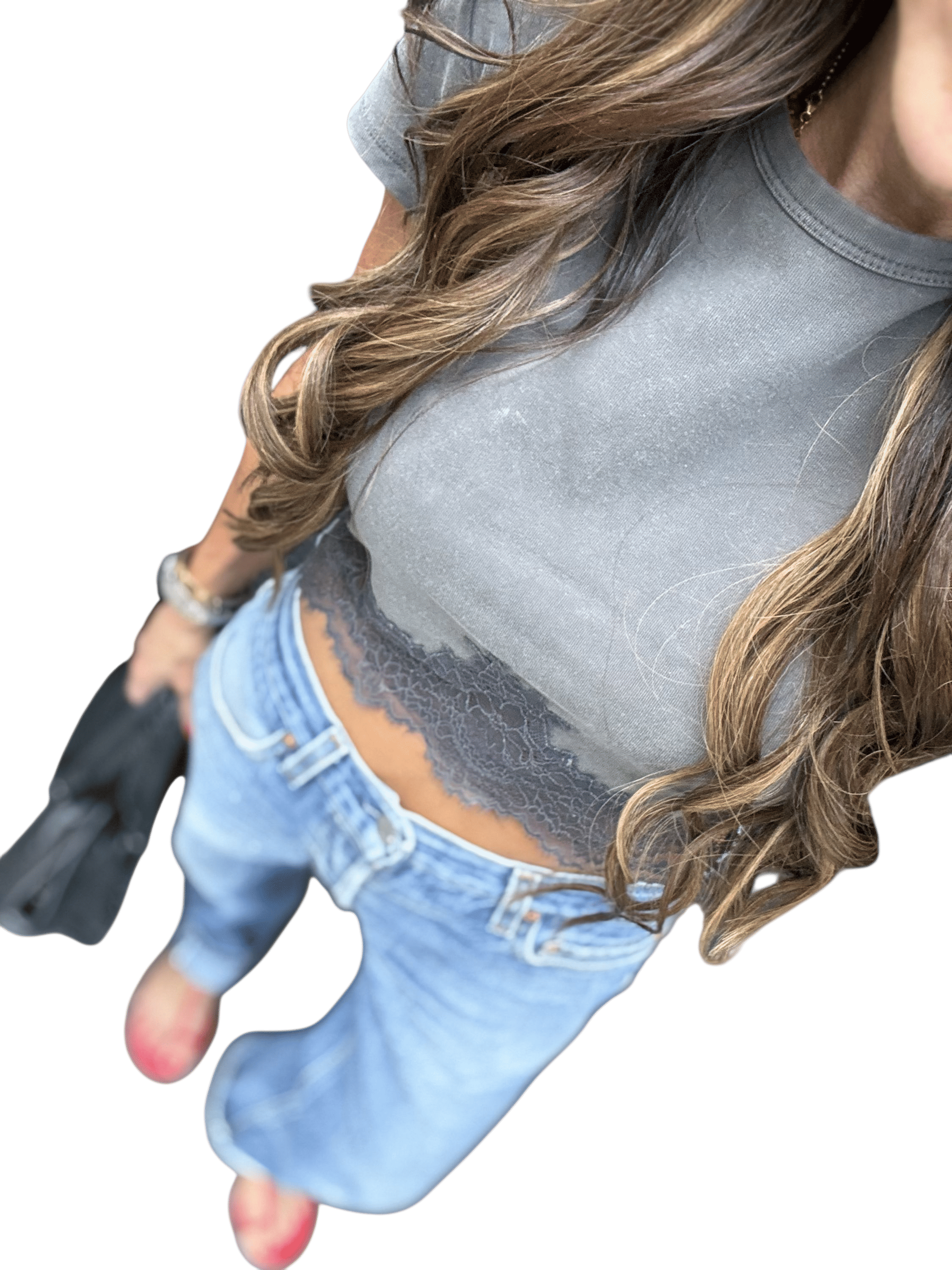 Cropped Laced T-Shirt