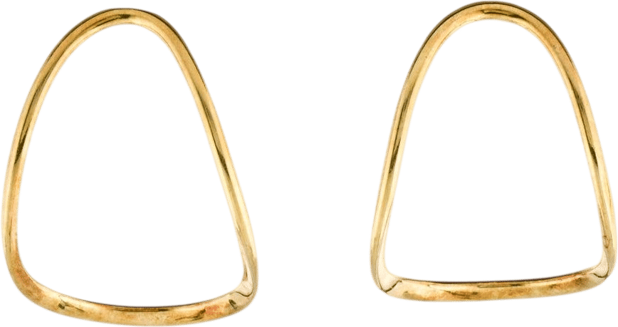 18K Curved Oval Drop Earrings