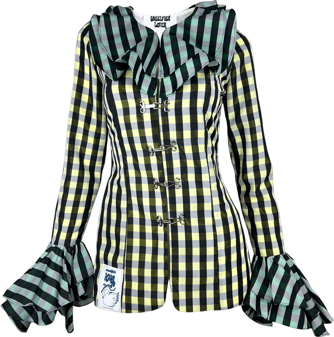 Baby Roulette blouse - Blue & Yellow check pattern