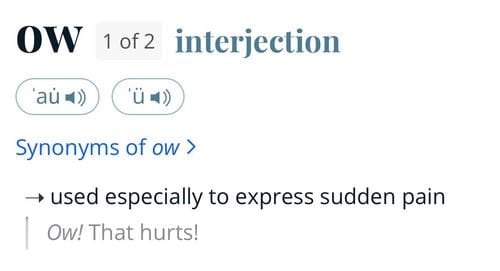 Saying “ow”