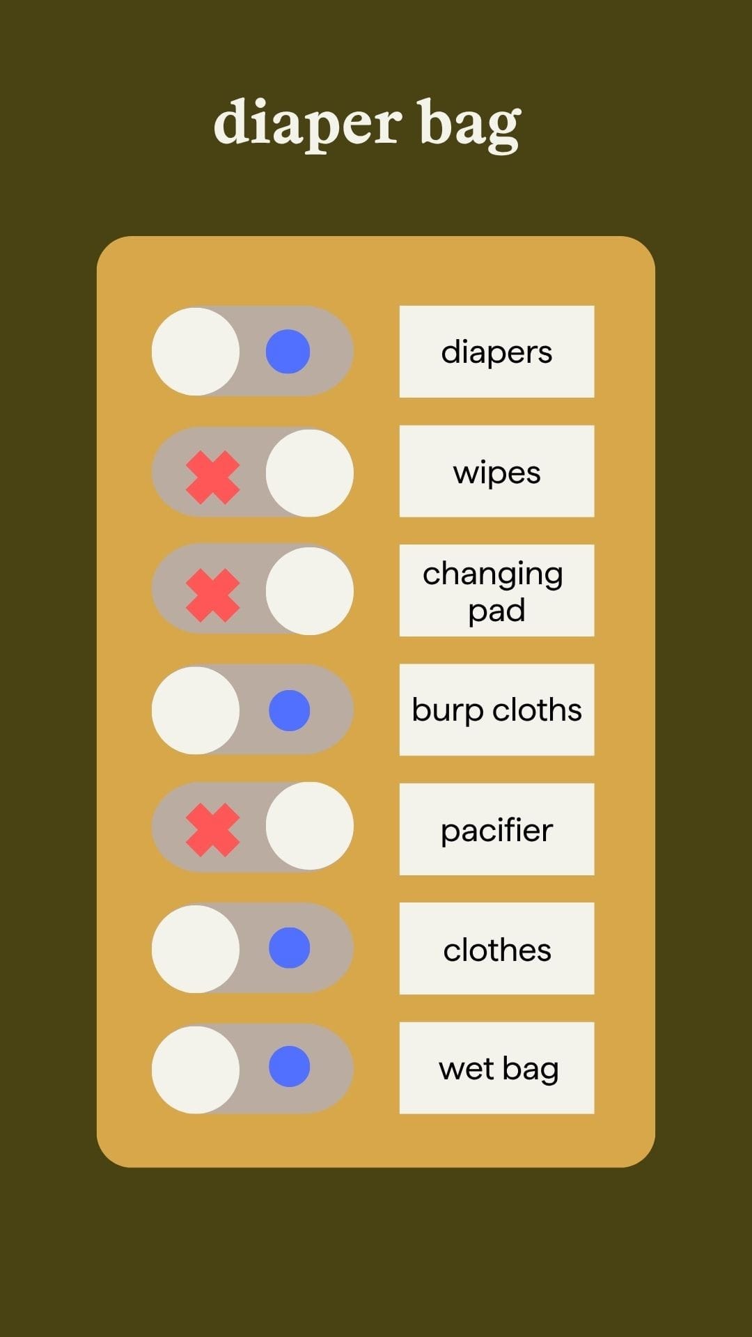 Diaper Bag Keychain List