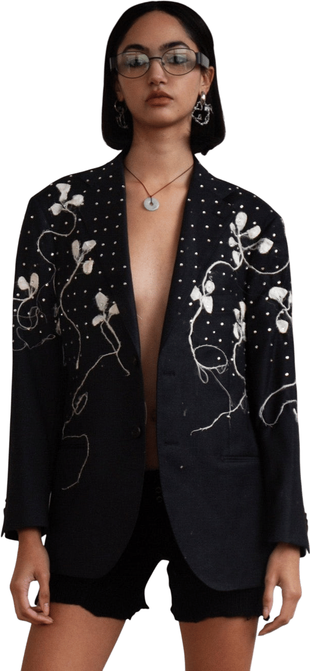 silk cocoon blazer in charcoal