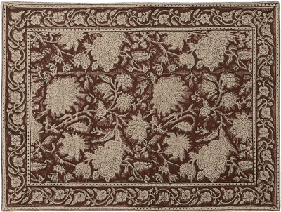 Indian Rose Block-Printed Linen Placemats & Napkins