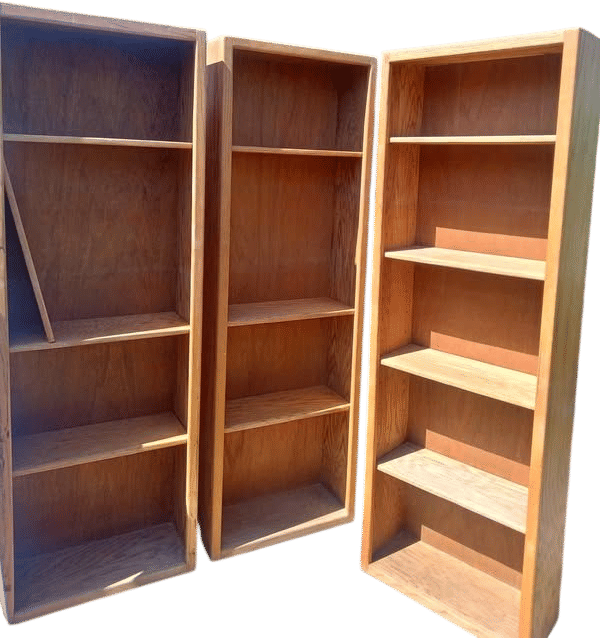 Set of 3 Oak Wood Bookcases