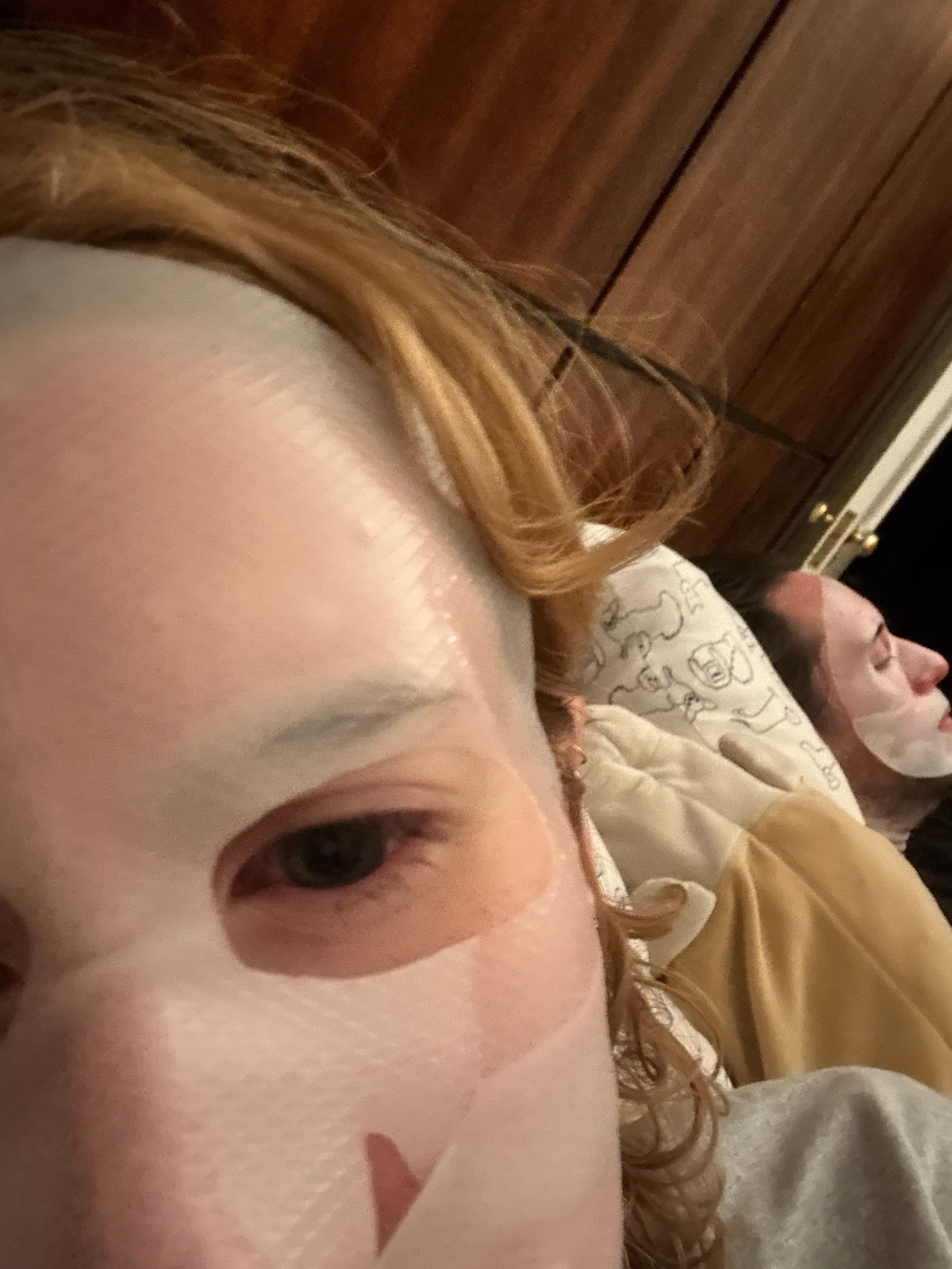 Face masks in bed with your *husband (who asked to!)