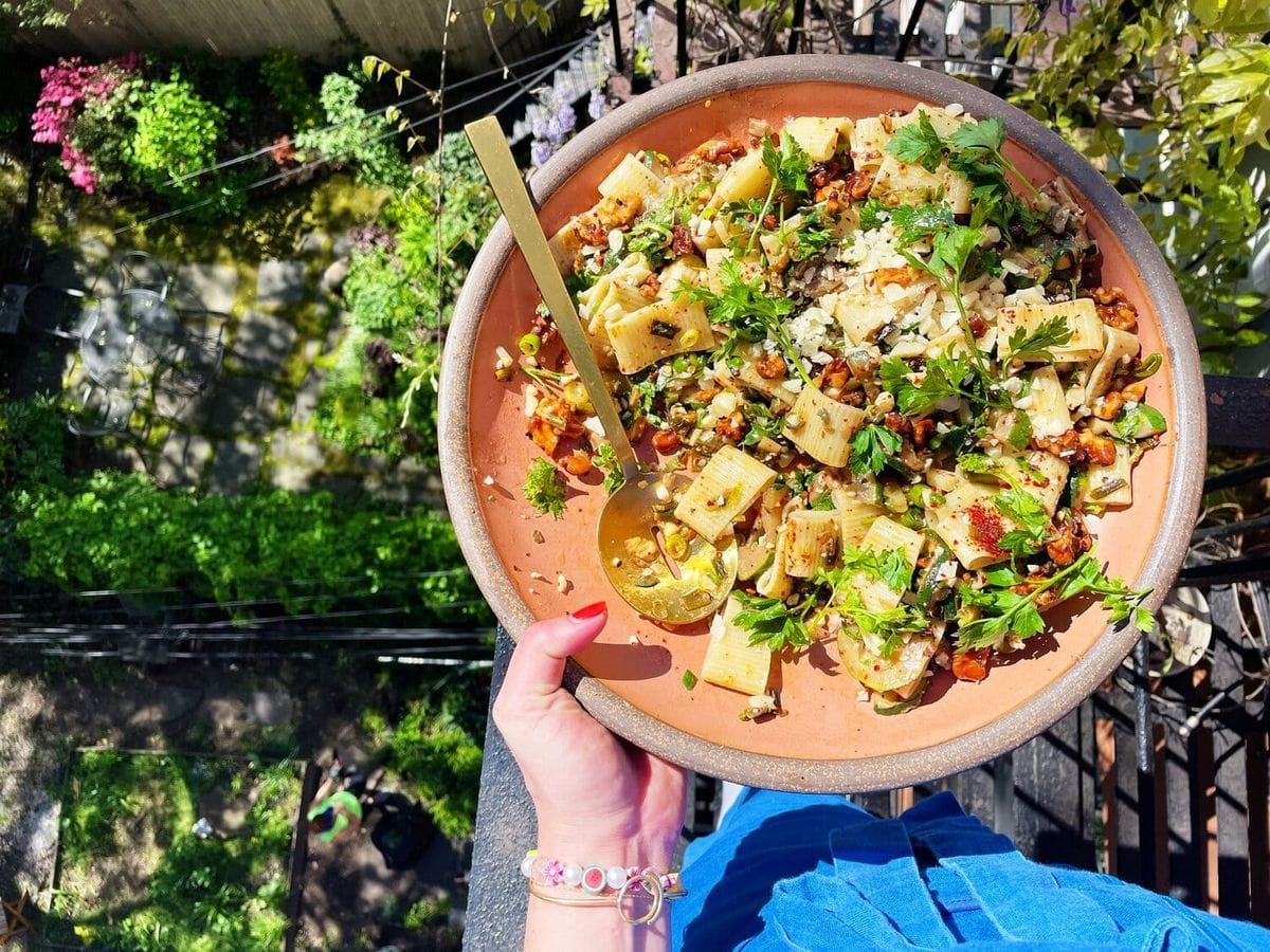 Alison Roman Zucchini and Sizzled scallion Pasta Salad