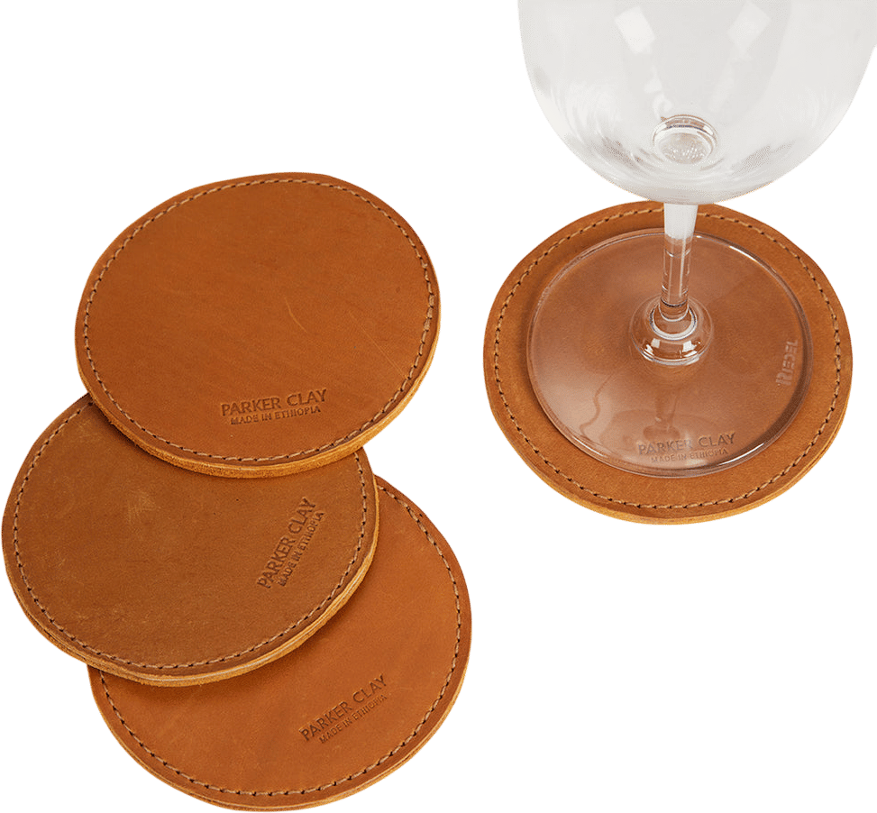 Cuyama Leather Coaster Set