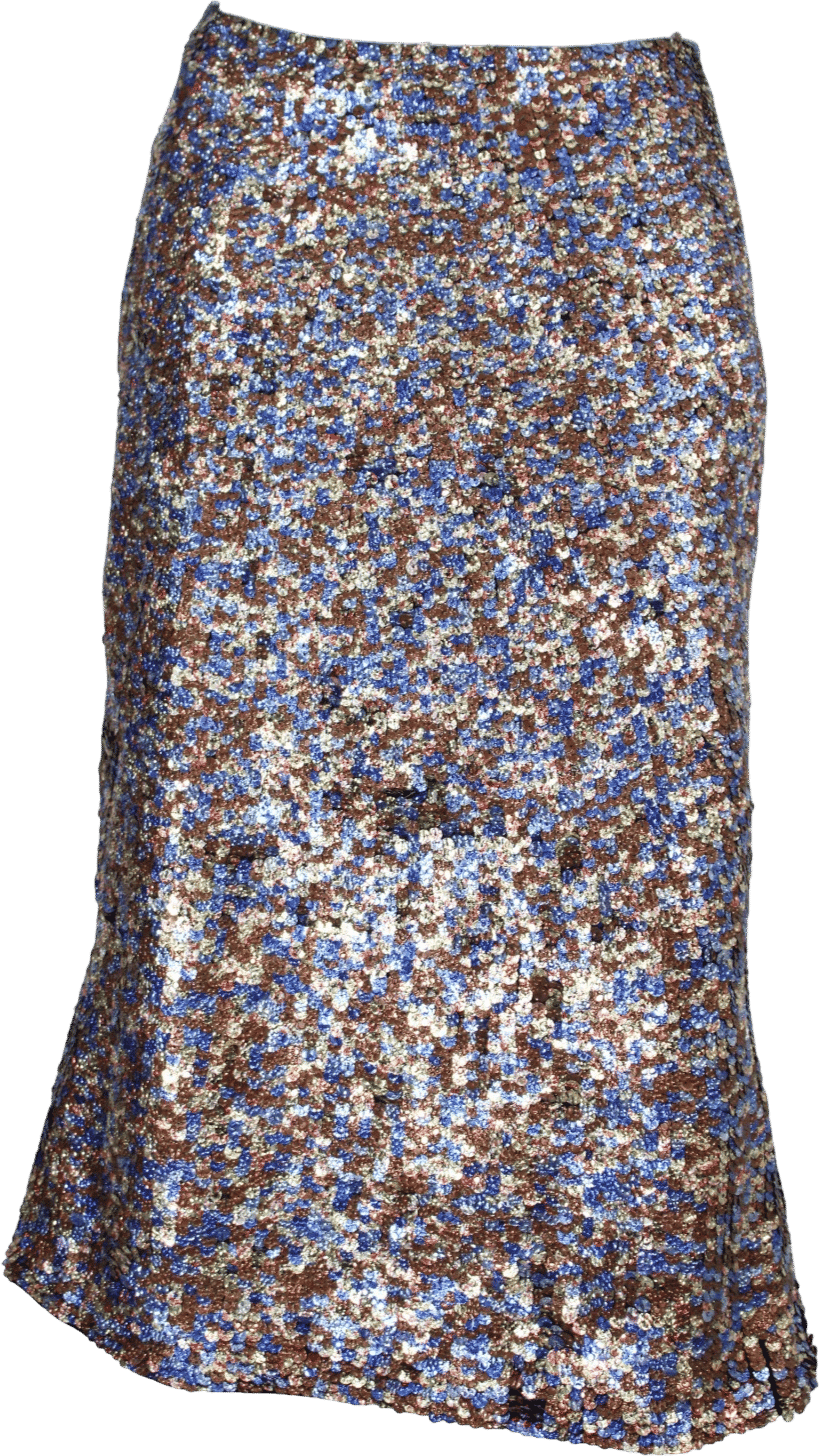 DRIES VAN NOTEN $2,260 Multi Sequined Wool SIBYL Trumpet Hem Skirt 36 NEW