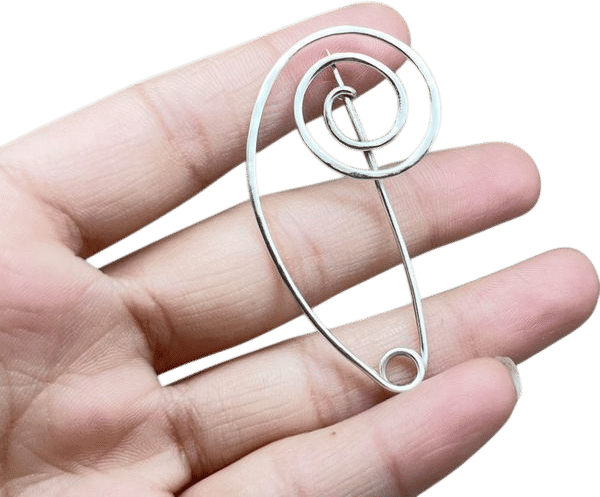 925 Sterling Silver Pin Brooch, Spiral Silver Pin Brooch, Simple Silver Pin Brooches, Minimalist Modern Shawl Pin, Simple Classic Pin Brooch