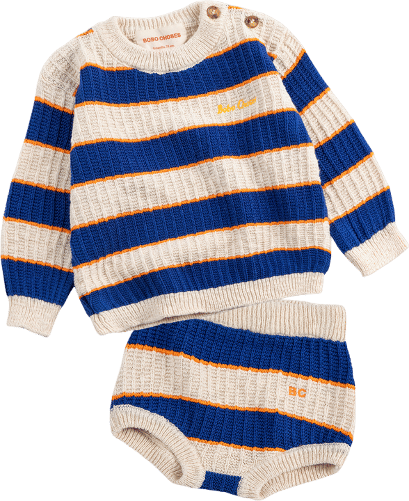 Stripe Knit Shorts Set