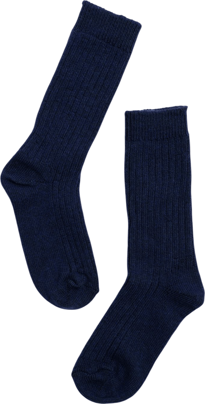 Ribbed Crew Socks in Navy