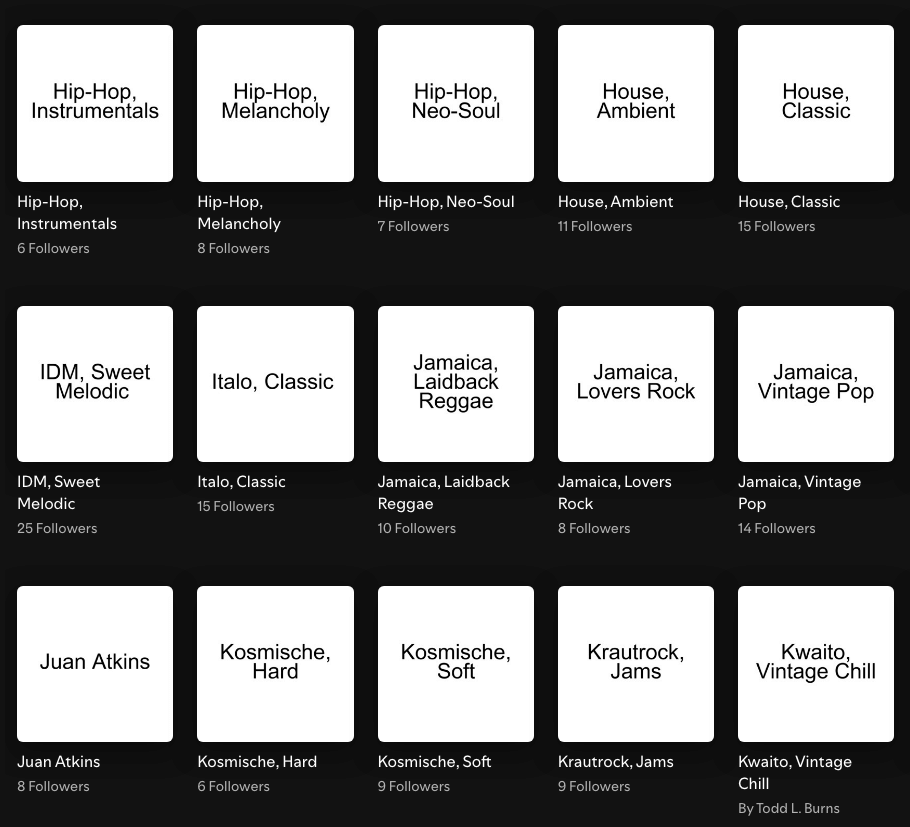 Todd Burns' Mega Subgenre Playlist Project