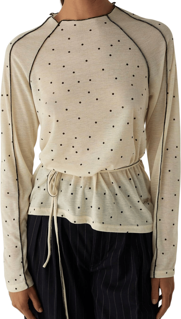 Harper Ecru Polka Dot Long Sleeve T-Shirt
