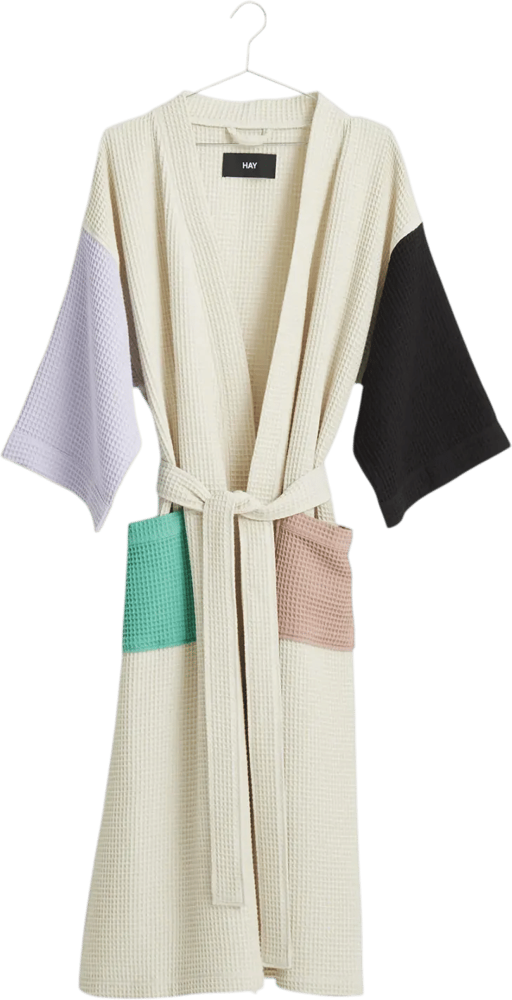 hay color-block waffle bathrobe