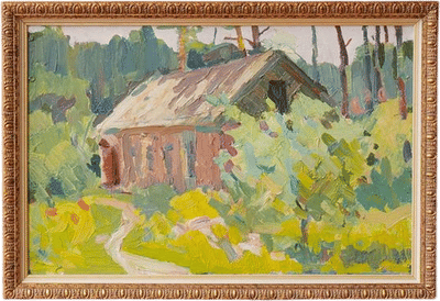 Woodland Home Oil Painting