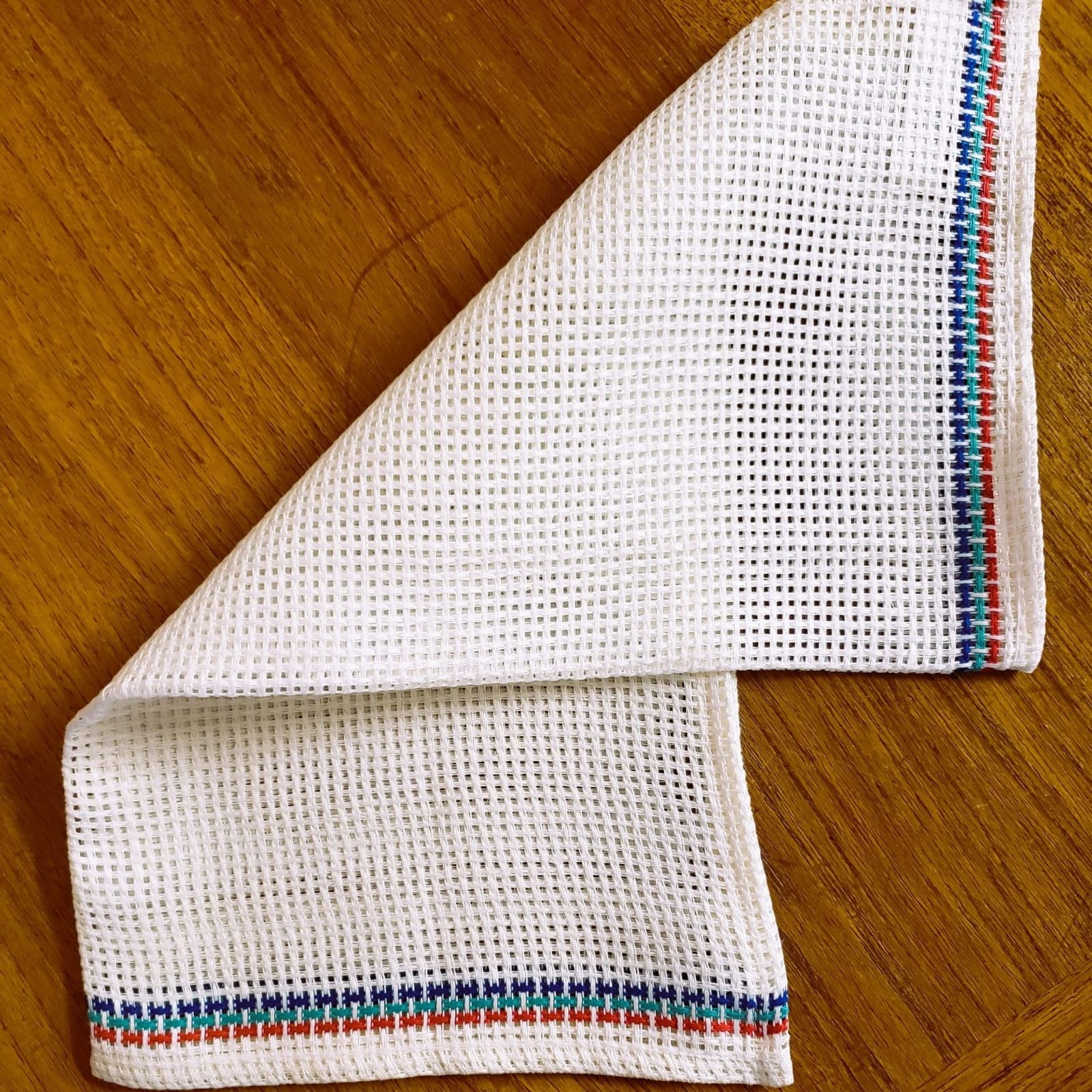 Striped Linen Dish Cloth (Border Green, Blue, Red)