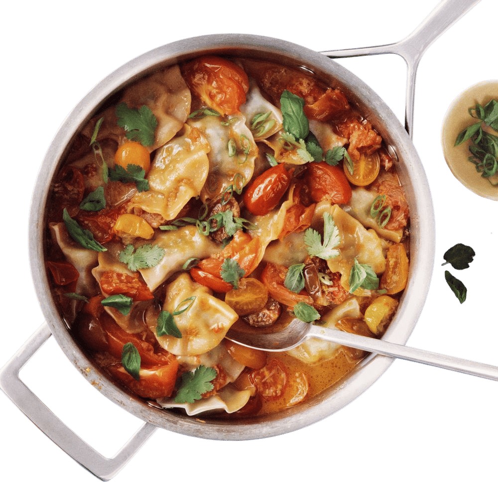Quick Butter-Braised Tomatoes and Dumplings Recipe