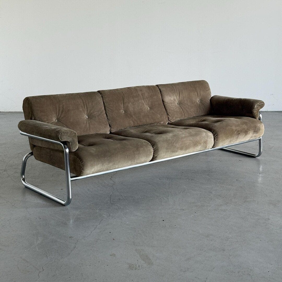 Cherry Cargo | Italian Tubular Chrome Three-seat Sofa