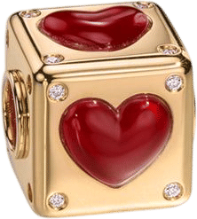 Carnelian Heart Dice Diamond Bangers Charm