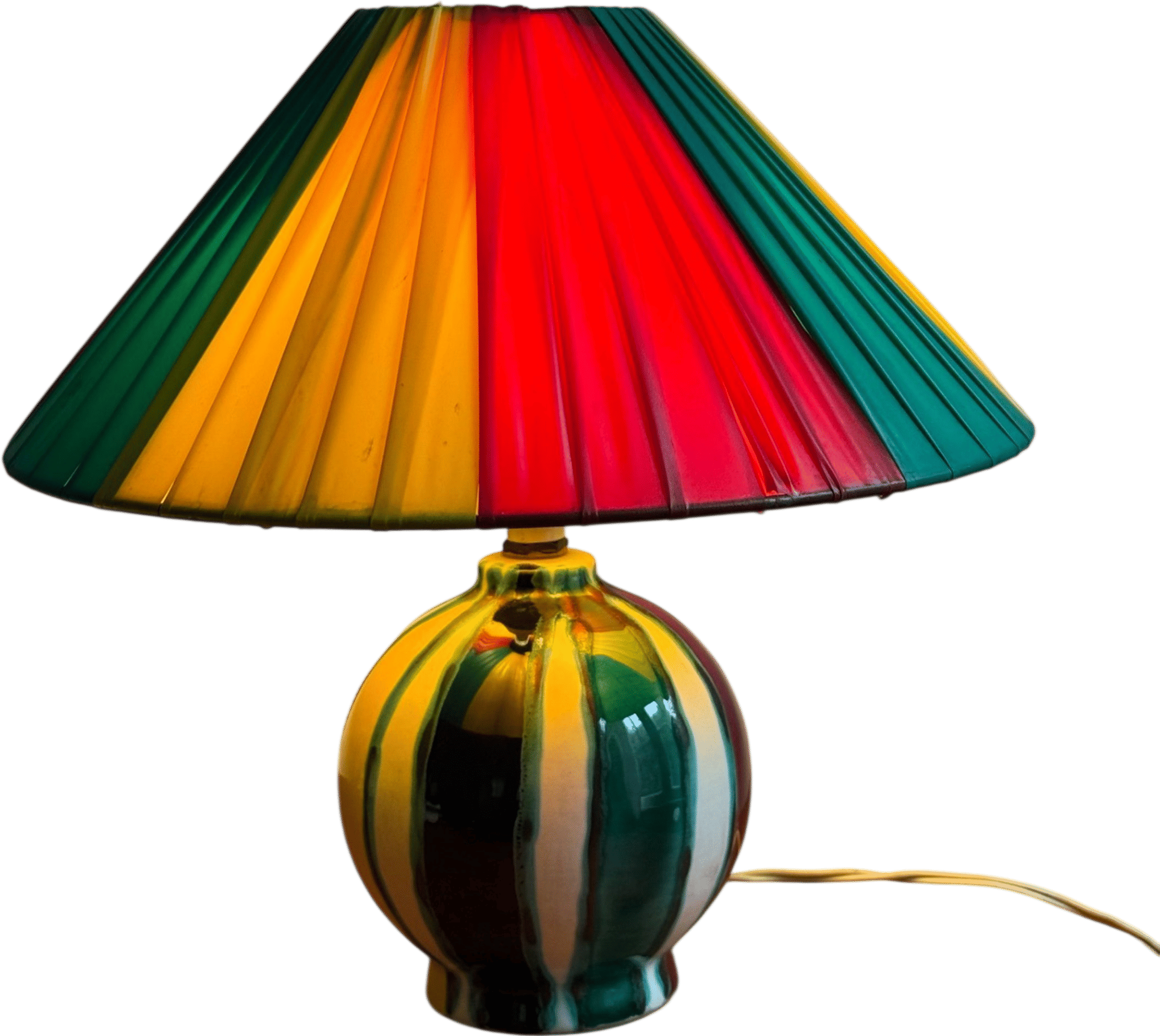 1950s French ceramic lamp stripe shade