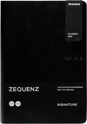 Zequenz Classic 360 Signature Series, Size: A5 Large, Color: Black, Paper: Ruled, Soft Cover Notebook, Soft Bound Journal, 5.75" x 8.25", 140 sheets / 280 pages, Ruled, Lined paper