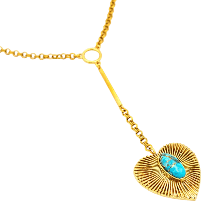 Brass Turquoise Heart Necklace