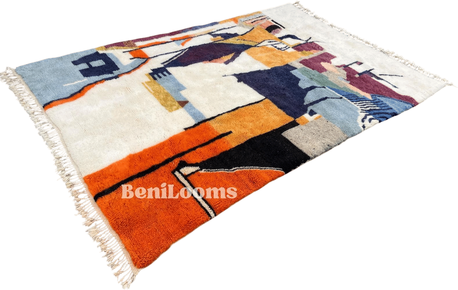 Custom Moroccan Wool Rug: Handmade Abstract Beni Ourain Style