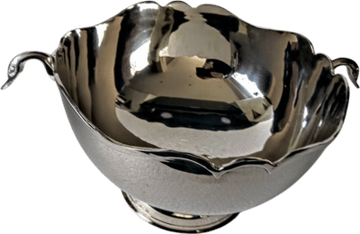 Vintage White Metal Wine Champagne Cooler with Swan Handles