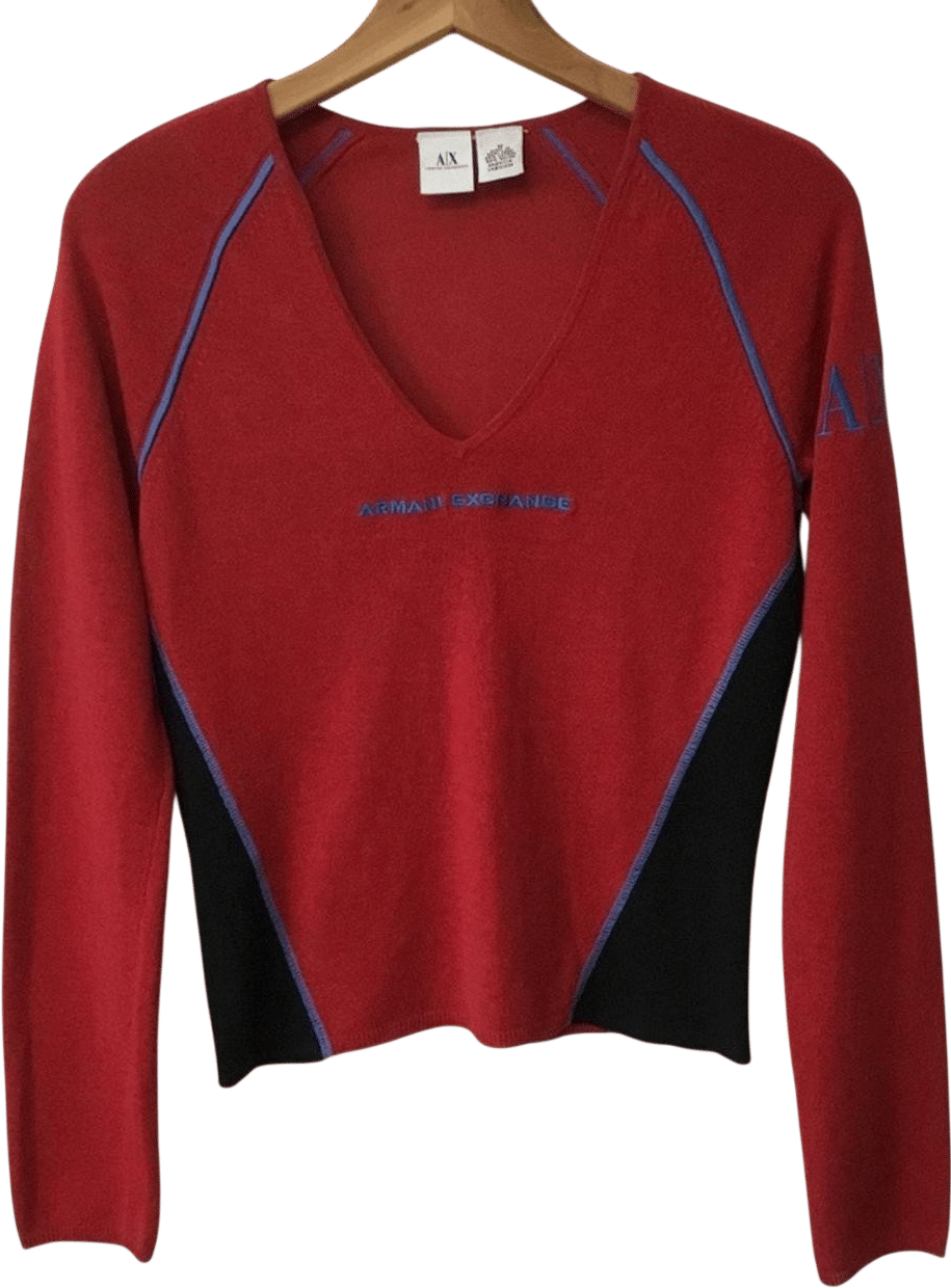 Armani Exchange Women's Red and Blue Jumper