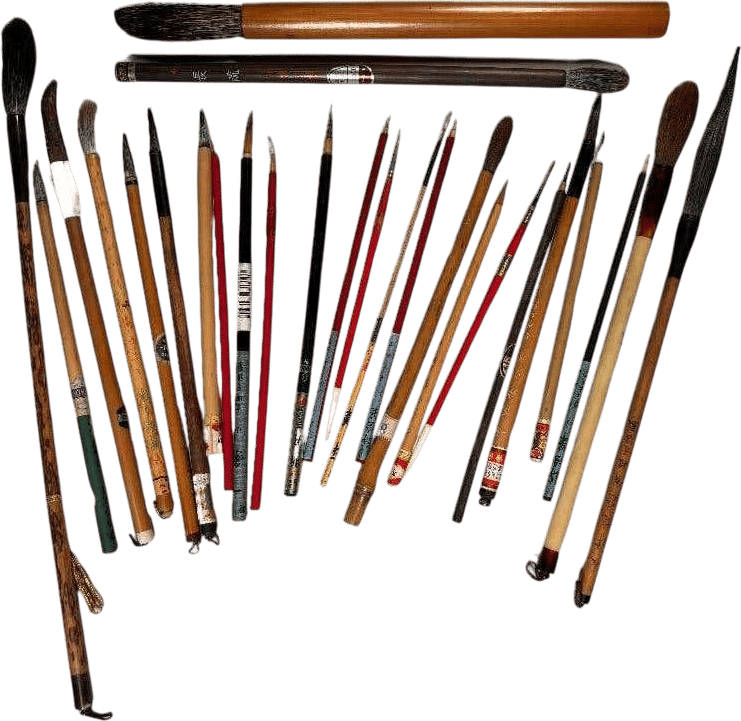 Vintage Chinese Calligraphy Bamboo Brushes