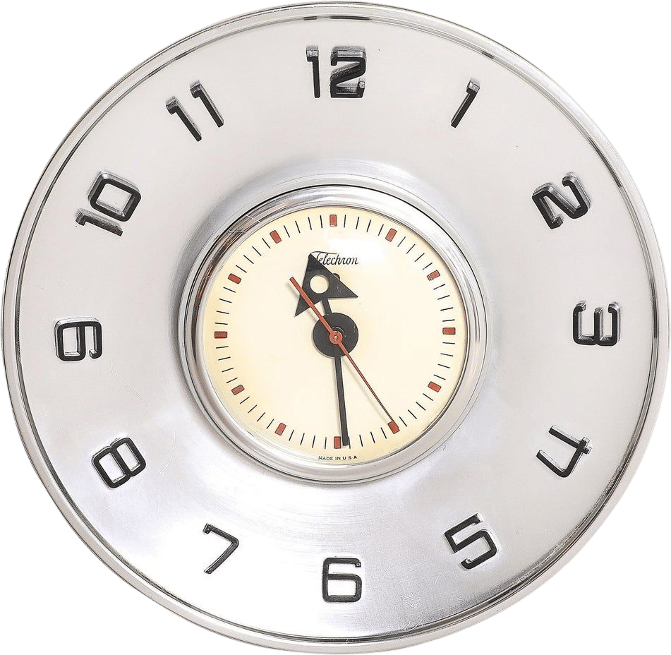 1950s Aluminum Telechron Wall Clock