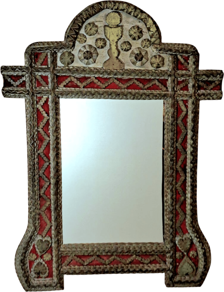 Large tramp art mirror early 20th century