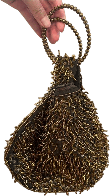 Beaded Bronze Evening Wristlet Bag