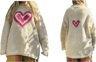 Pachamama Pink Heart Wool Sweater