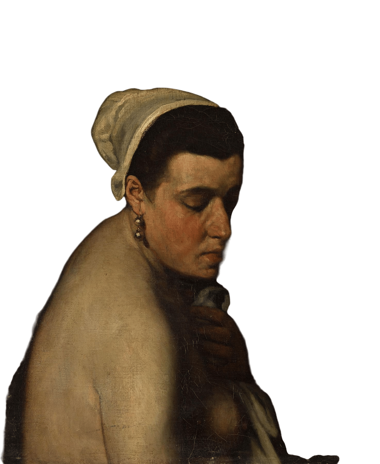 Femme à la perle en toilette.