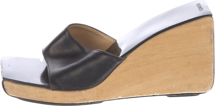 Vintage Black Leather Slides