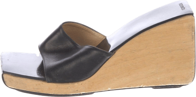 Vintage Black Leather Slides