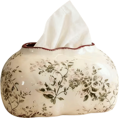 Floral Ceramic Tissue Box Cover