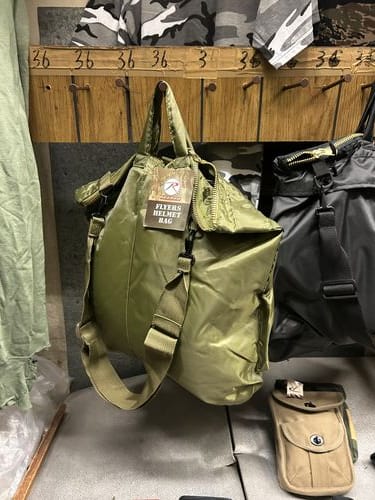 every man looks good with a vintage military helmet bag
