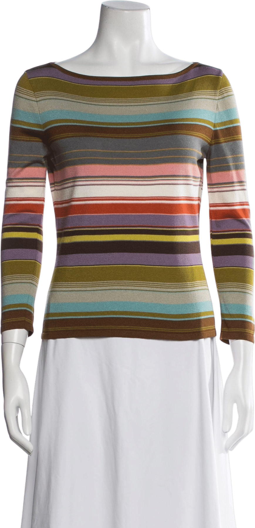 Celine Vintage 2002 Green Striped Silk Top