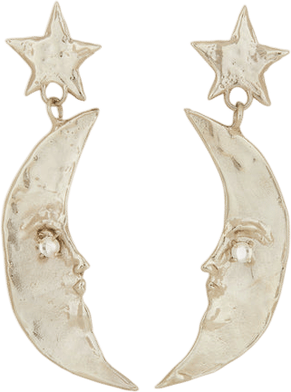 Mondo Mondo Moon Earrings in White Bronze