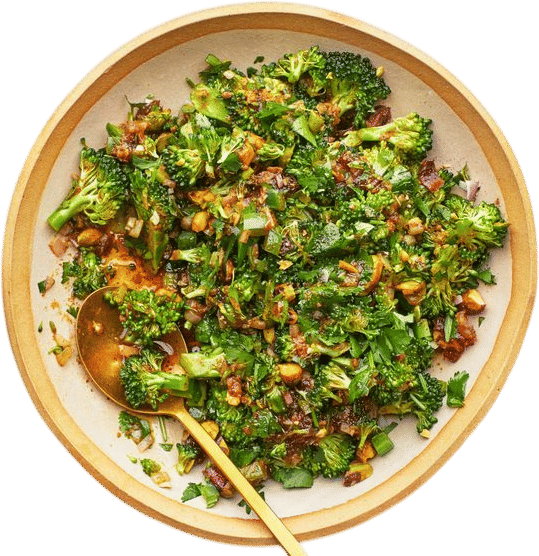 Broccoli Spoon Salad With Warm Vinaigrette