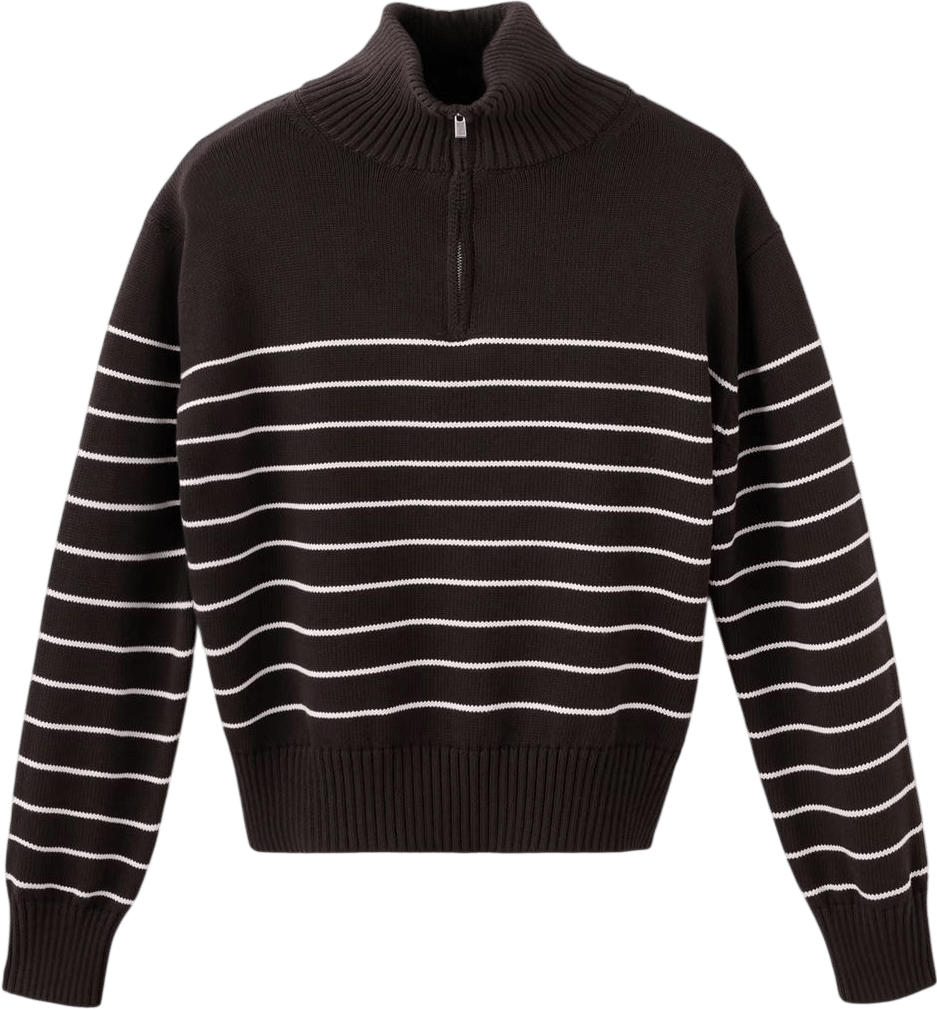 MANGO Striped Sweater with Zip