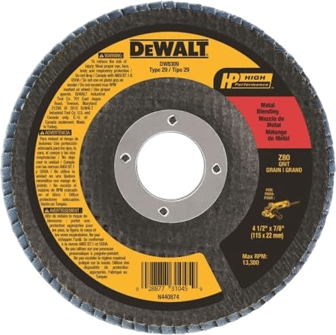 DEWALT Flap Disc, Zirconia, 4-1/2-Inch x 7/8-Inch, 80-Grit (DW8309)