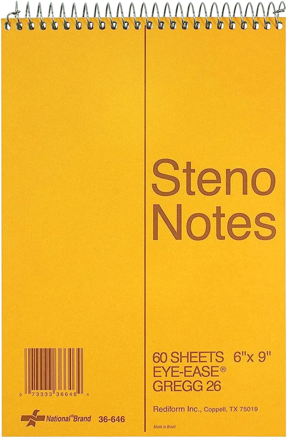 National Steno Notebook, Gregg-Ruled, Green Eye-Ease Paper, Brown Cover, 6" x 9", 60 Sheets (36646)