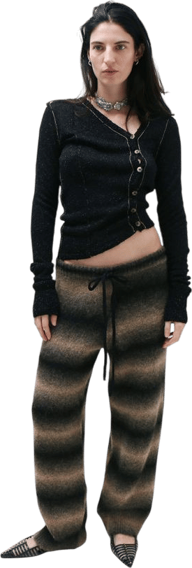 Brown Alpaca Stripe Sweatpants