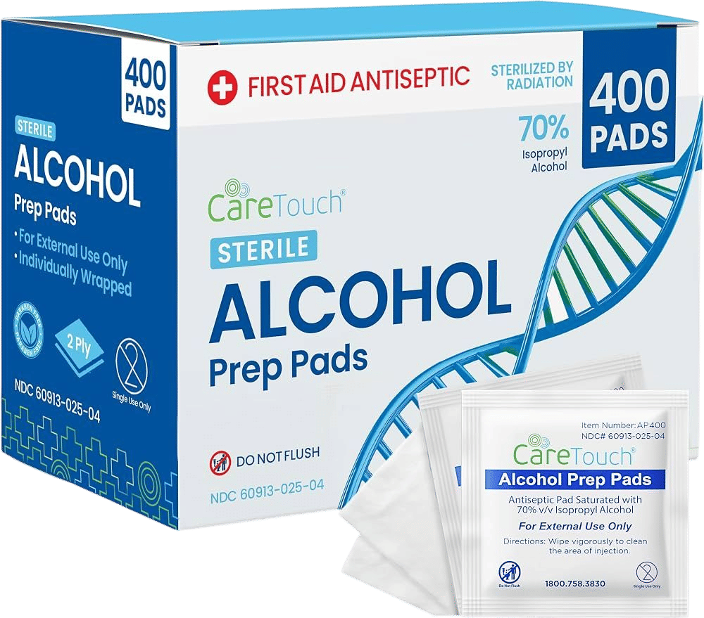 Individually packaged alcohol wipes