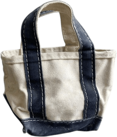 VTG LL Bean Navy Blue & White Mini Boat and Tote Bag USA Made RARE