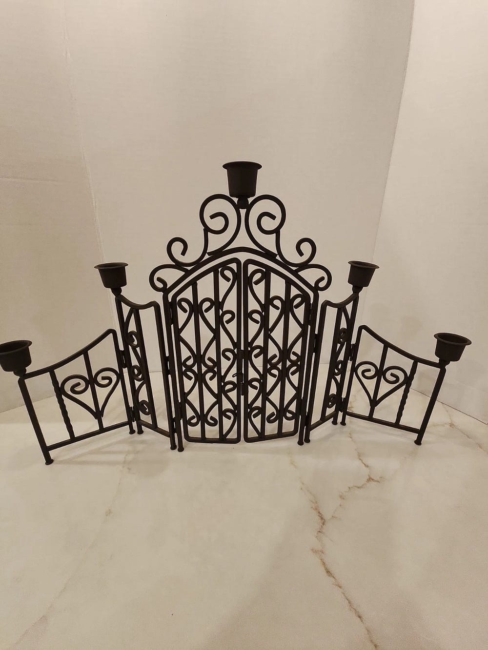 Vintage Wrought Iron Gate Candelabra